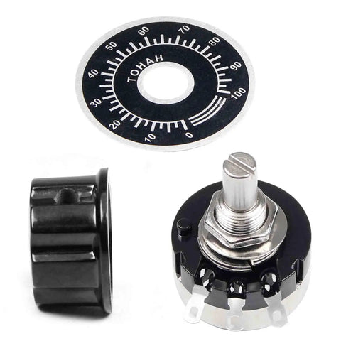 2 Piece 1M Ohm Rotary Potentiometer Pair For Inverter Speed Control Single Turn Carbon Film Potentiometer With 6mm Shaft, 2W, 3 Terminal