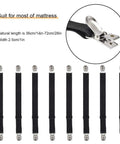 Adjustable Bed Sheet Straps Clips 8 Pack Black Heavy Duty Elastic Mattress Fasteners with metal clips detail view