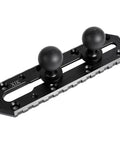 Metal Boat Track Mount With One Inch Ball T Bolt For Kayak Rail Mount GPS Fish Finder Mount Cup Holder And Rod Holder Fits RAM B Size Dual Socket Arm Marine Gear Track Heavy Duty, black metal track mount with two 1 in balls