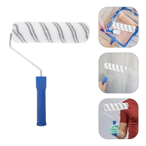 Lightweight Small Paint Roller With Ergonomic Handle For Fast Wall Coverage And Crisp Clean Edges Ideal For Ceilings Trim And Furniture showing dense foam cover and aluminum shaft.