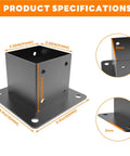 Beefy 4x4 Post Base Kit For Decks And Fences, Powder Coated Carbon Steel Post Anchor Brackets, Inner 3.5 By 3.5 Inches