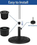Diagram showing 3 Pcs Umbrella Base Stand Replacement Parts Kit With M8 Threaded Knobs And Hole Ring Caps Includes 1.95 Inch And 1.55 Inch Ring Sizes