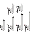 Beefy 12V DC Electric Linear Actuator 150Kg 750N With 4 To 18 Inch Stroke, six units front view with wires