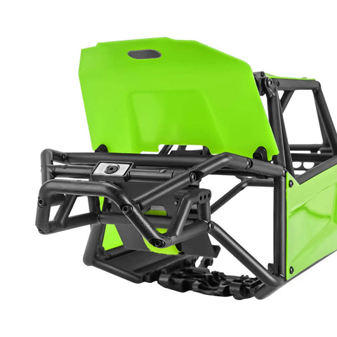 Nylon Rock Buggy Roll Cage Body Shell Kit For 1/10 RC Crawlers With DIY Unassembled Design, green lightweight tube frame visible.