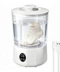 Ultra Compact Cordless Washing Machine With Rechargeable Battery And Three Gentle Wash Modes, washing sock in clear container.