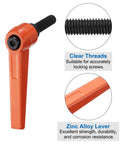 Orange 8 Pcs Adjustable Lever Handles M8 x 30mm Metric Thread With 70mm Levers showing zinc alloy lever and clear threads detail.
