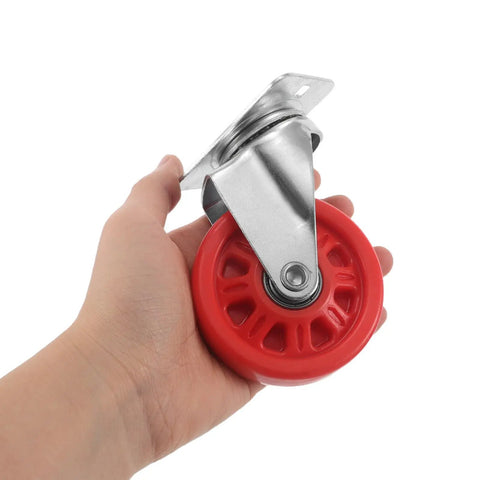 Hella Smooth Nylon Caster Wheels For Mechanic Creepers providing straight up quiet rollout, red nylon wheel with metal swivel mount.