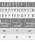 Table displaying specifications for BTM-SEMU 600-8 and BTM-SEMU 600-12, including dimensions and weights.