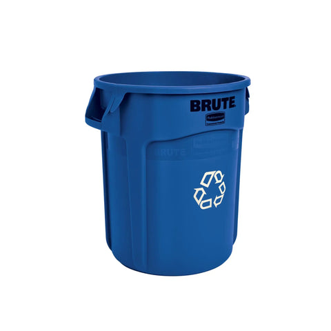 Heavy Duty Round 20 Gallon Trash Can Blue Outdoor Waste Container with UV Protection and Easy Liner Lift for Various Facilities