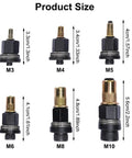 Six Piece Carbon Steel Rivet Nut Tool Set With M3 M4 M5 M6 M8 M10 Heads Handy Manual Riveting Gun sizes labeled