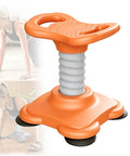 Push Up Assist Trainer For Beginners With Waist And Core Support Reduces Body Weight Load Pocket Friendly Home Workout Gear In Orange Detachable Design For Easy Assembly And Storage shown with user support.