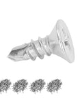 Close-up of a 200Pcs 13mm Self Drilling Screws Countersunk Cross Head Stainless Steel Fasteners For Wood And Metal Kit M4.8-16