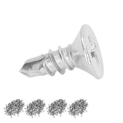 Close-up of a 200Pcs 13mm Self Drilling Screws Countersunk Cross Head Stainless Steel Fasteners For Wood And Metal Kit M4.8-16