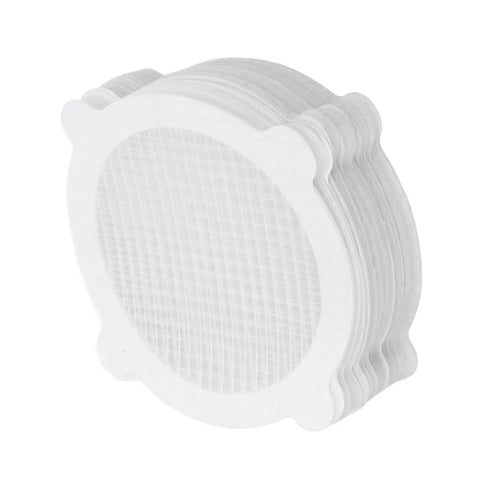 Saluaqui 50pcs Mesh Shower Drain Stickers 12cm Hair Catcher stacked view, white mesh design for effective hair trapping.