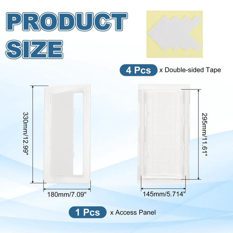 Top Shelf Drywall Access Panel And Wall Hole Cover Fits 12 By 6 Inches With Strong Peel And Stick Mounting Rock Solid Abs Plastic Build dimensions.
