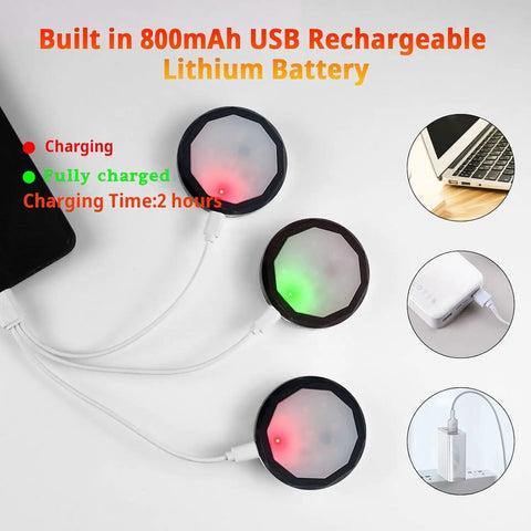 Rechargeable USB Puck Lights For Under Cabinet And Closet, 16 Color Changing Dimmable LEDs With Timing, charging via USB cable