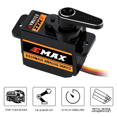 Axial SCX24 Steering Servo Upgrade Kit With Metal Gear, Mount Bracket, Arm And Steering Link Set for 1/24 RC Crawler, Black