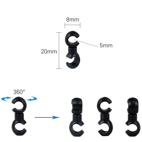 10 Pcs S Style Bicycle Brake Cable Clips Hose Guide Buckles For Clean Cable Routing On Mountain And Road Bikes 360 Degree Rotatable Hole Black