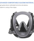 Back view of Full Face Respirator With 40 mm Filter Canister Compatibility And Activated Carbon Air Filter for industrial work.