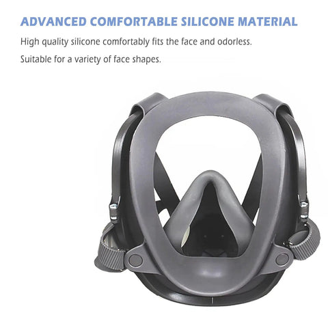 Back view of Full Face Respirator With 40 mm Filter Canister Compatibility And Activated Carbon Air Filter for industrial work.