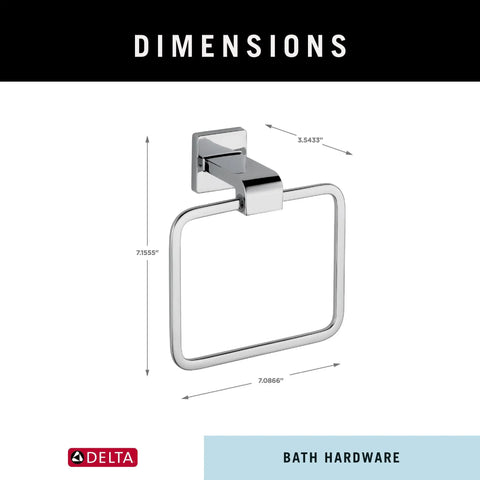 Polished Chrome Square Towel Ring For Kitchen And Bathroom Durable Zinc Hardware That Keeps Towels Hanging Neatly Corrosion Resistant
