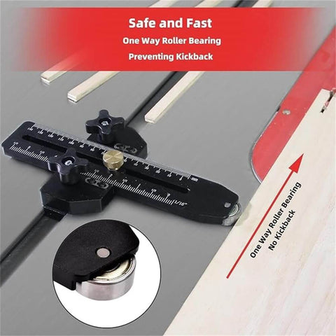Thin Rip Jig For Table Saws With Micro Adjustable Woodworking Guide And Anti Kickback Safety Design installed on table saw