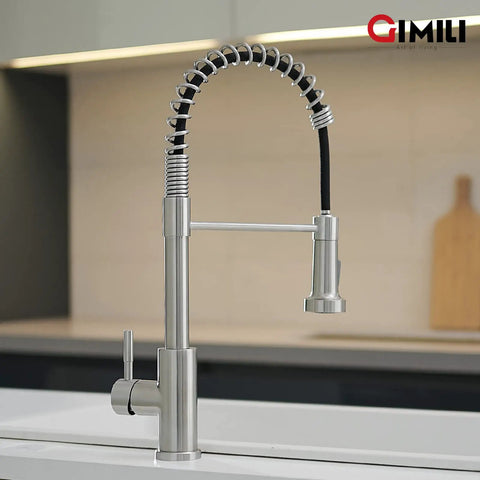 Pull Down Kitchen Faucet With Sprayer Single Hole Stainless Steel Sink Tap Built For Farmhouses RVs Laundry Rooms Outdoor