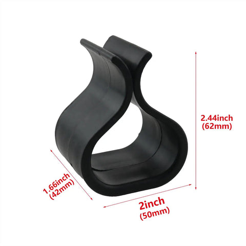 Four Pack Sofa Rattan Furniture Clamps 50mm Black Plastic Non Slip Wicker Patio Clip Chair Fastener Module Connector For Outdoor Couches And Lounge Sets, measuring dimensions with red markings