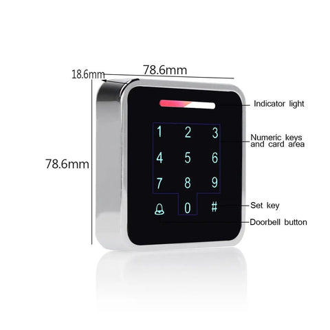 Heavy Duty Metal Touch Panel Keypad Door Access Control System With Rfid 125Khz Card Reader For Straight Up Bulletproof Wall Mounted Standalone Entry Management showing numeric keys and indicator light.