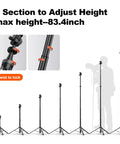 Auto Open 83.4 Inch Light Stand With Quick Release Ball Head showing adjustable 7-section height and twist-to-lock feature.