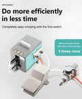 Heavy Duty Pneumatic Crimping Pliers For Quick Cold Press Terminals Compact Desktop Mini Crimper with foot switch for easy operation.