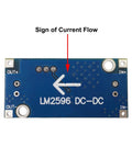 6 Pack DC To DC Buck Converter Kit With LM2596 Regulator High Efficiency Power Supply Module showing current flow signage