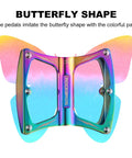 Colorful CNC-painted Nine Sixteenths Inch Aluminum Mountain Bike Pedals With Sealed Bearings, butterfly shape design.