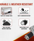 600W 60 To 1 Tarp Motor For Dump Truck Tarp Systems With Chrome Cover, 12VDC, 49A, 55 RPM, 5 Hole Mount, durable features