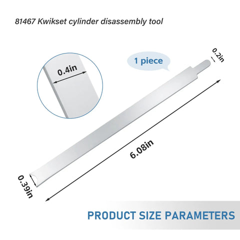 Diagram showing dimensions of Cylinder Removal Tool For Kwikset Locks, Pro Locksmith Grade Tool For Servicing Kwikset Security