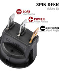 Back view of Three Pack 12V DC 20A Blue Round Rocker Toggle Switch with Bright Blue LED Indicator SPST On Off Power Switch for Cars showing 3-pin design