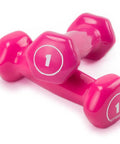 Pair Of 1Lb Thick Vinyl Coated Hex Dumbbell Hand Weights For Home Gym Durable Hex Shape Comfortable Grip Colorful Vinyl Finish Versatile