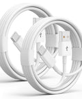 Two Pack 3 Foot USB A To USB C Cable For iPhone 17 Pro Max Air 16 15 Pro Max Plus 16e iPad Pro Air And Android Charger Cord USB C Fast Charging Up To 20W And USB 2 0 3 0 Data Transfer, coiled white cables