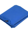 Folded blue canopy cover for 3 seater garden patio swing replacement top, 78x50 inch, showing heavy duty waterproof polyester material