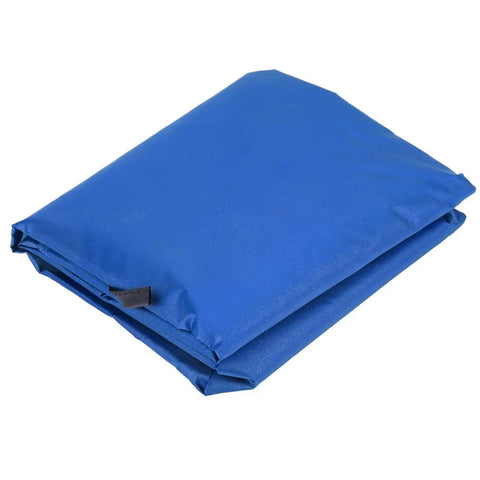 Folded blue canopy cover for 3 seater garden patio swing replacement top, 78x50 inch, showing heavy duty waterproof polyester material
