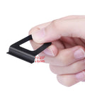 Durable Heavy Duty Plastic Window Screen Lift Tabs 30 Pack Universal Pull Tools For Flat Spline Channels No Sweat Screen Mesh Replacement Fix Kit Black held in hand, showing size and detail.
