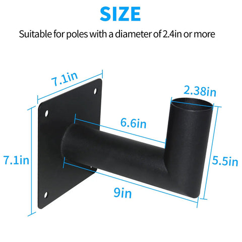 2 Pack Slip Fitter Adapter Bracket For 90 Degree Wall Mounts L Shape Tenon Adapters Ideal For LED Street Lights Parking Lot Lighting Heavy Duty Steel Dark Bronze Finish with dimensions displayed.