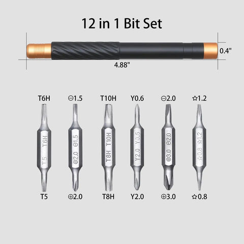 12 In 1 Magnetic Screwdriver Set With Micro Bits For Glasses, Computers, Phones, Laptops, Xbox, Watches And Game Consoles