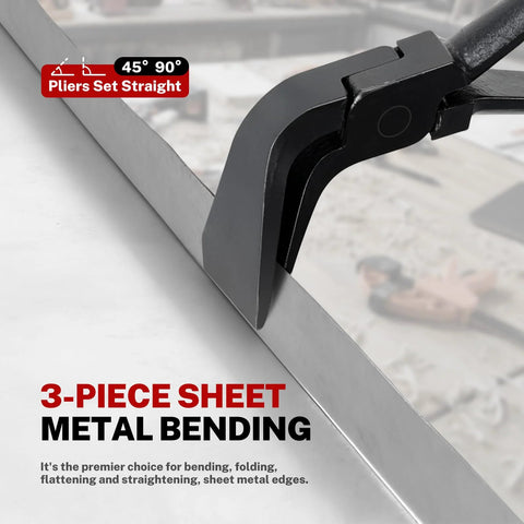 Image showing a close-up of the three piece hand seamer set for sheet metal bending with 45 degree and 90 degree jaws.