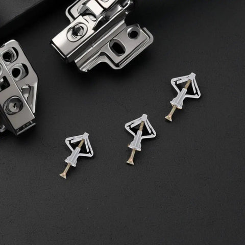 Heavy Duty Drywall Anchors And Screws Kit 50 Sets Plastic And Steel For Hollow Walls And Frame Mounting close-up view