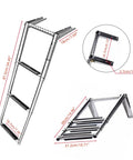 3 Step Telescoping Swim Boat Ladder Stainless Steel With Built In Handle For Easy No Fuss Boarding On Dock Or Deck, Slip Resistant Treads, Marine Grade Construction, Heavy Duty Safe Access For Boats, extended and folded dimensions view