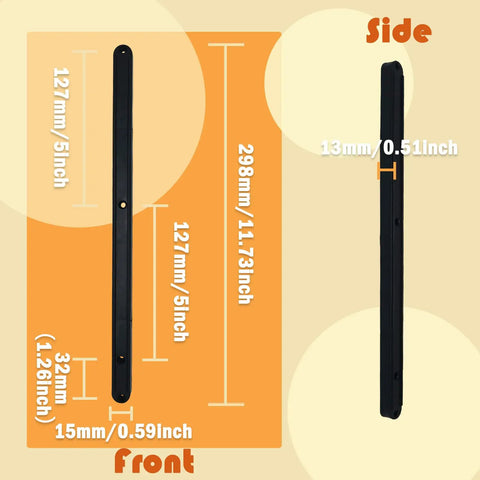 Four Pack Side Mounted Drawer Slides In Sleek Black Plastic Featuring Smooth Gliding Guide Rails With Included Mounting Hardware For Bedrooms And Cabinets Built Tough For Effortless No Sweat Assembly And Long Term Use, showcasing dimensions.