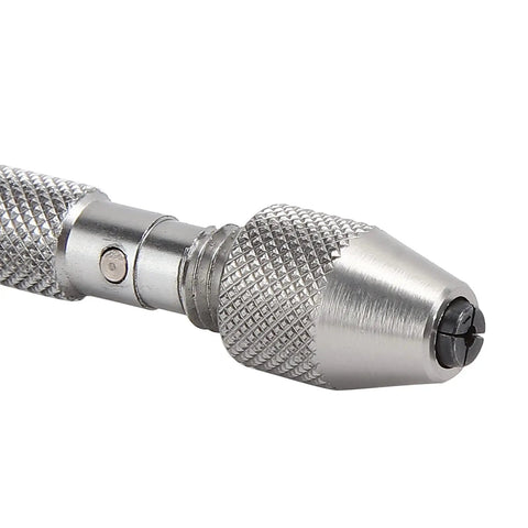 Detailed view of the metal needle clamp from the Slick 3-Pc Pin Vise Hand Drill Set for Watch Repair.