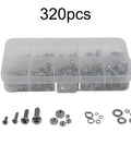 Stainless Steel Fastener Set 320Pcs 2mm to 5mm Metric Assortment With Hex Socket Button Head Screws Nuts Bolts And Washers