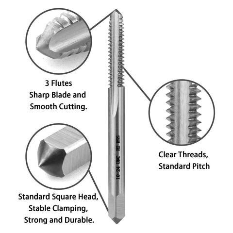 Two Pack No 10 24 UNC Thread Tap Right Hand M2 HSS 10 X 24 UNC Straight Fluted Machine Tap